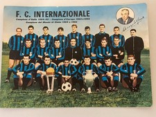 INTER FC  CARTOLINA ROSA COMPLETA  1964-65 CON AUTOGRAFI STAMPATI FOTO BATTAIA