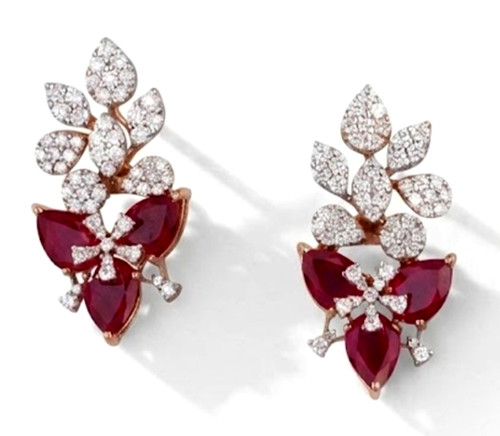 Orecchini fiore con rubini - in,