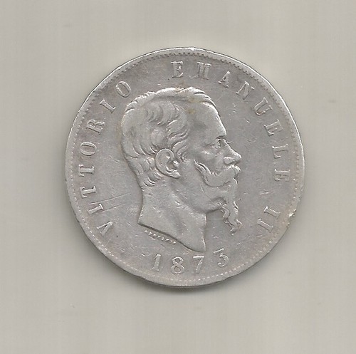 Regno italia 1873m scudo 5 - regno, d'italia,
