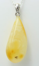 Grezza Rimorchio 925 Argento Ciondolo IN Ambra Collier Collana Alto Ambra