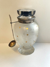 ANTICO VASO VETRO PORTA CILIEGIE SOTTO SPIRITO ARGENTO 800 GLASS VASE EPOCA 1900