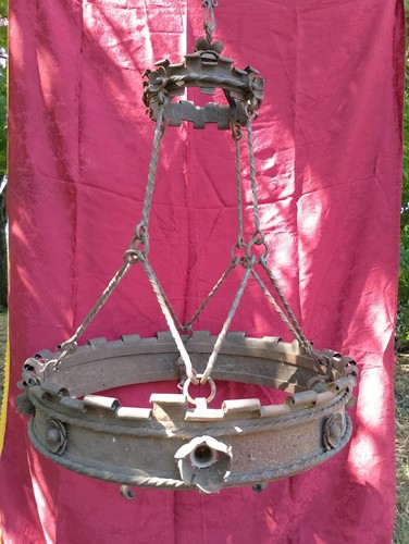 Antico grande lampadario - grande, ferro