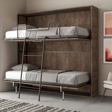 Letto doppio a scomparsa noce Letti a castello con rete a doghe e materasso