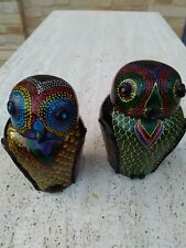 ARREDO CASA OGGETTI IN LEGNO ARTIGIANALI CONTENITORI COPPIA GUFETTI ARTIGIANALI