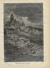 Stampa antica SEGOVIA panorama