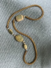 Collana Revival Egiziano Faience Scarabei Catena Tessuto Oro 28” LOOK Molto Unico