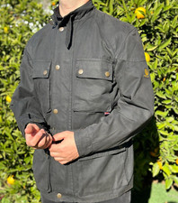 Belstaff Giacca da Campo Cerata Moto Resistente alle Intemperie Biker Rider Taglia M