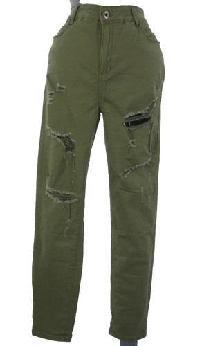 Jeans verde militare vita alta