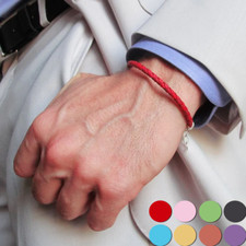 Bracciale Rosso Portafortuna corda cuoio intrecciato da Uomo Donna braccialetto