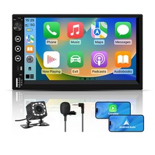 Autoradio Doppio 2 Din con Apple Carplay Android Auto USB FM Radio + Fotocamera 7"