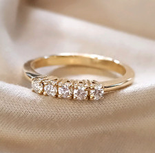 Anello donna veretta in Oro giallo 750 18 kt con 5 Diamanti 0,25 carati G / VS