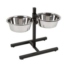 Ciotola doppia per cane rialzata in acciaio contenitore cibo acqua con supporto