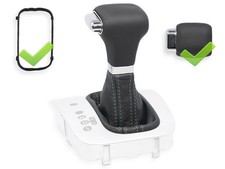 POMELLO PER VW GOLF 5 DSG CUFFIA LEVA CAMBIO VERA PELLE CUCITURE GRIGIE + TELAIO