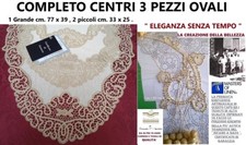 Centri pizzo tombolo e cantù  fatti a mano , completo 3 pezzi ovali , avorio .