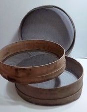 Setaccio antico in legno Ø 46 Cm per farina ricotta sabbia artigianale con rete
