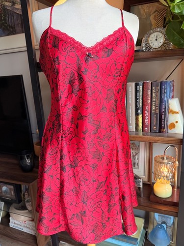 Y2k abito slip rosso floreale - y2k,