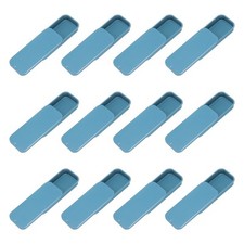12 Pezzi Contenitori di Latta Scorrevole, 3"x1"x0,4" Mini Scatola di Lattine Vuota in Metallo, Blu