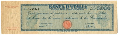 5000 lire falso epoca - falso, d'epoca