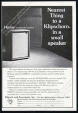 1973 Klipsch Heresy speaker & Klipschorn photo vintage print ad