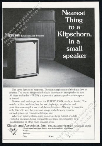 1973 klipsch heresy speaker - heresy, &