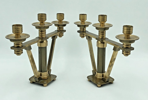 Candelabro ottone tre - ottone,