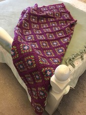 Coperta fatta a mano all'uncinetto nonna quadrati - lancio afgano - nuova