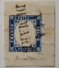 ITALIA REGNO 1863,N.11,15 CENTESIMI SU FRAMMENTO,ANNULLO RARO