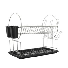 Scolapiatti da appoggio a 2 ripiani con vassoio e portaposate 51x24x36 cm - 1212