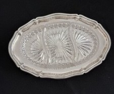 Vassoio Antipastiera Argentato 800 e Vetro Cristallo Molato