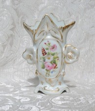 Antico vaso porcellana Francia c1870 Pittura a mano policroma bouquet fiori
