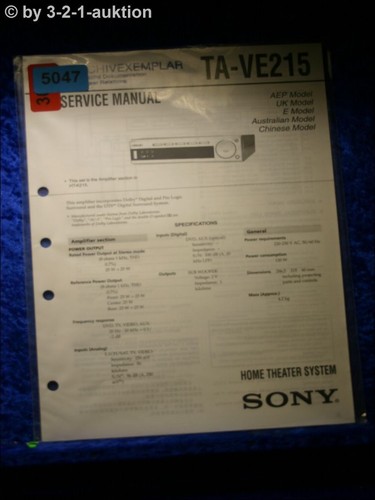 Sony service manual ve215 - service, ta