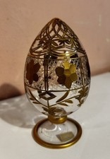 Uovo In Vetro Soffiato Trasparente Con Decori In Oro Zecchino Royal Family
