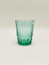 SET 6 BICCHIERI ACQUA IN VETRO VERDE CON DECORI IN RILIEVO STILE PROVENZALE | TO