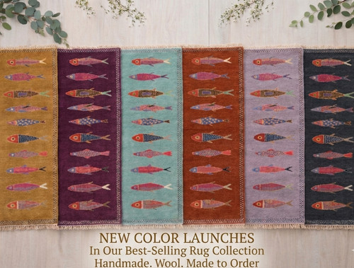 Tappeto runner pesce lana