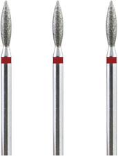Set Di 3 Frese Diamantate Tipo Fiamma per Unghie, 2,3 Mm, Punta Da Trapano per M