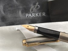 Parker 75 penna stilografica in argento 925 silver sterling pennino 14kt oro (F)