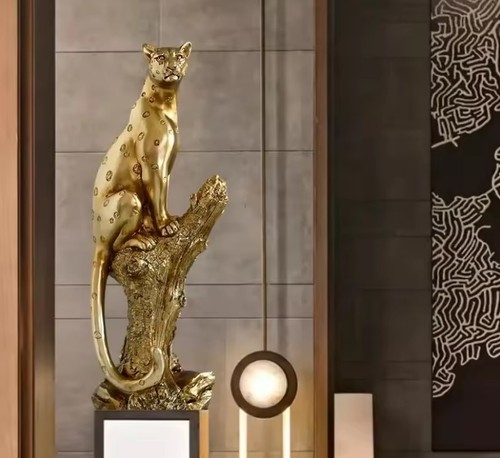 Statua leopardo dorato - statua,