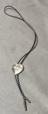 Cravatta Bolo vintage tono argento cuore western 