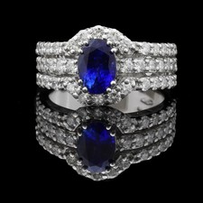 ANELLO A FASCIA ORO 18KT BRILLANTI 1.20 CT NATURALI NON TRATTATI ZAFFIRO 1.27 CT