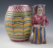 VIETRI ICS ITALIA CERAMICA MAIOLICA ANNI 40 GRANDE STATUINA BOTTE VASO FOLK 