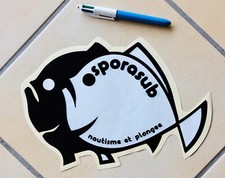 GROS autocollant SPORASUB sticker nautisme plongée pêche chasse poisson vintage 