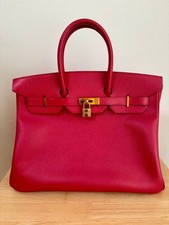Hermes Birkin 35 Couchevel Oro Pelle Rouge, Timbro D, USATO