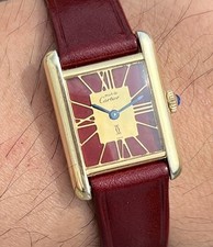 Cartier Tank Román Burgundy Dial Vintage 90s With Box