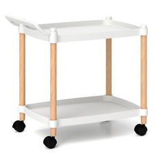 Carrello a 2 Piani Multiuso in Plastica Con Ruote Bloccabili, Carrello Di Stocca