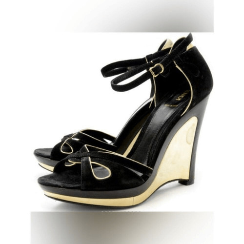 Sandali con zeppa fendi neri - zeppa,