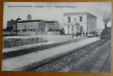 Saluti da Manduria-Convento P.P e Stazione Ferroviaria con treno fumante!!