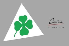 COPPIA ADESIVI PLASTIFICATI SAGOMATI TRIANGOLARI QUADRIFOGLIO PER ALFA ROMEO