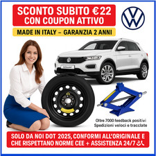 💥 Kit Ruotino Di Scorta Da 17 Pollici 5Fori Per Volkswagen T-Roc Con Cric DOT25