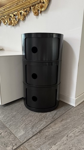 Comodino tre elementi nero - comodino,