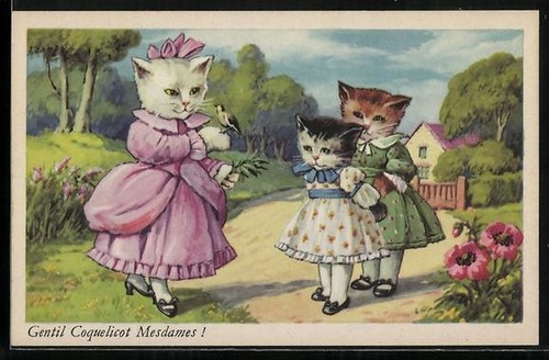 Cartolina gatto elegante tiene - elegante,